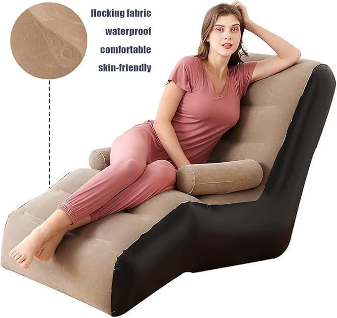 Pearo Inflatable Air Sofa Chair - Portable Single Seater Recliner Sofa Bed Set with Pump, Comfortable Air Chair, Inflatable Lounge Chair for Home, Outdoors & Travel - View 3